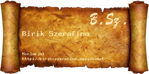 Birik Szerafina névjegykártya